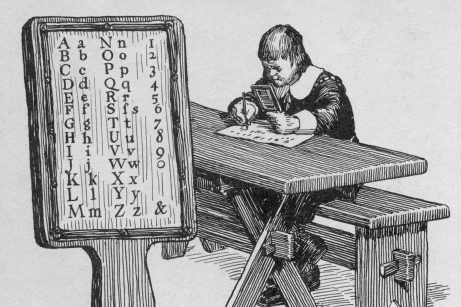 Student with hornbook