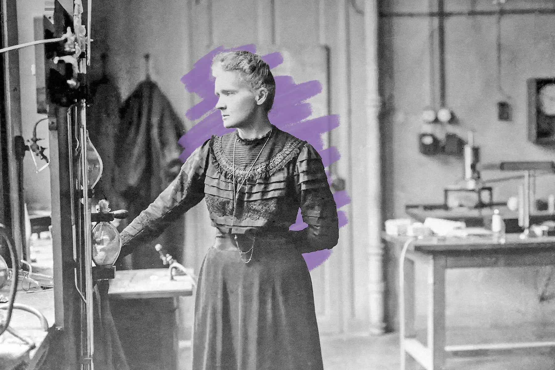 Marie Curie in lab